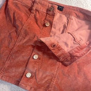 Orangey Pink Corduroy Button Skirt